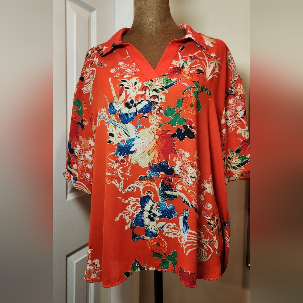 Violet Claire Floral Red Women's Top